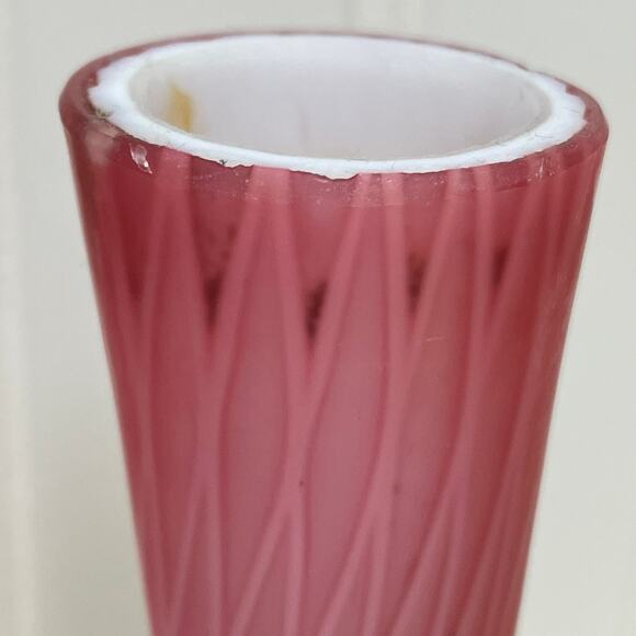 Thomas Webb Enameled Pink Satin Art Glass Vase With Beaded Flowers GUC - Picture 4 of 11